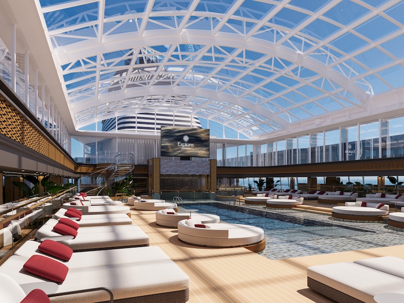 Explora Journeys luxury cruise pool deck